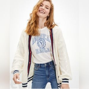 American Eagle Over Sized Cable Knit Button-Up Cardigan